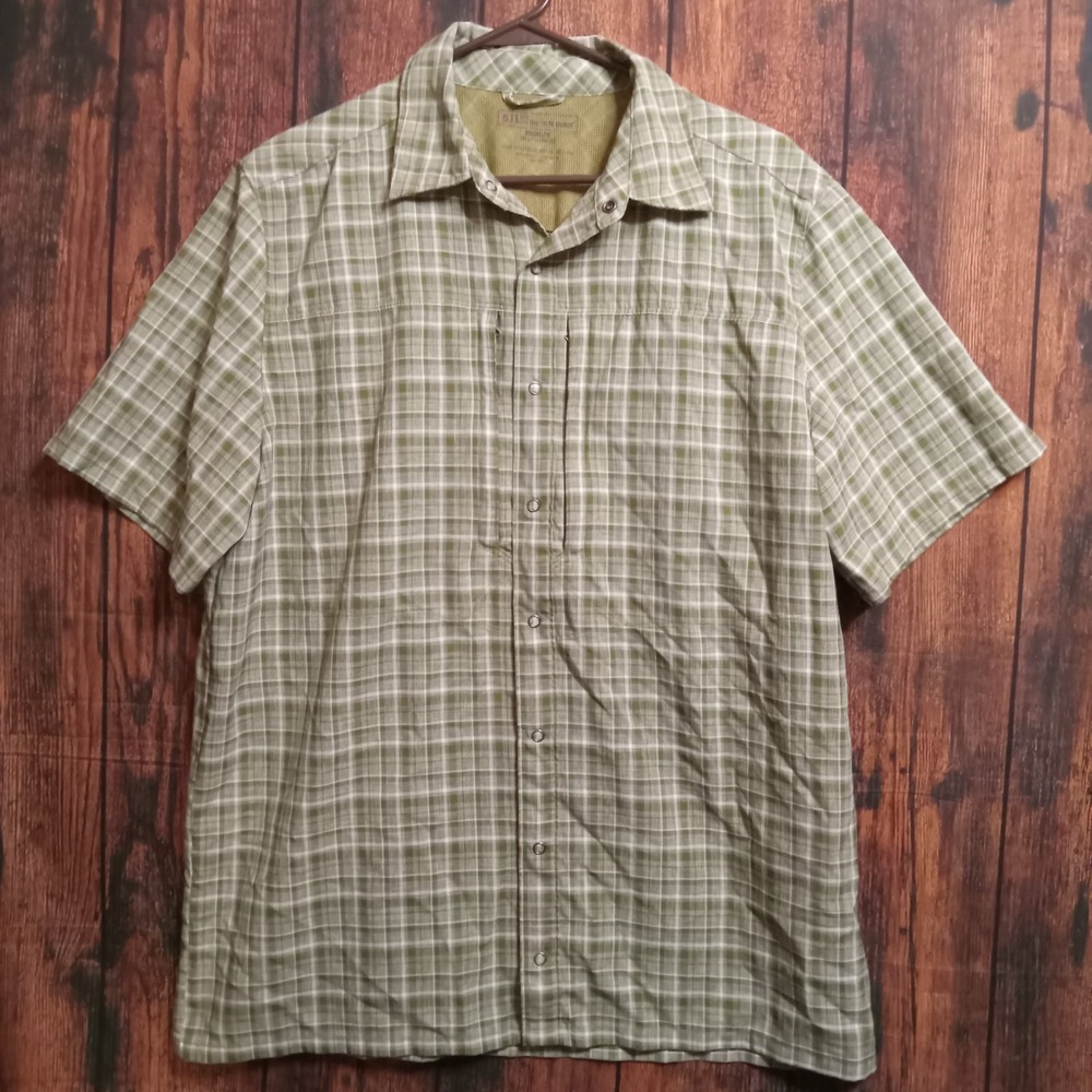 511 Tactical Men's Short Sleeve Snap Front Shirt Size Medium Green‎